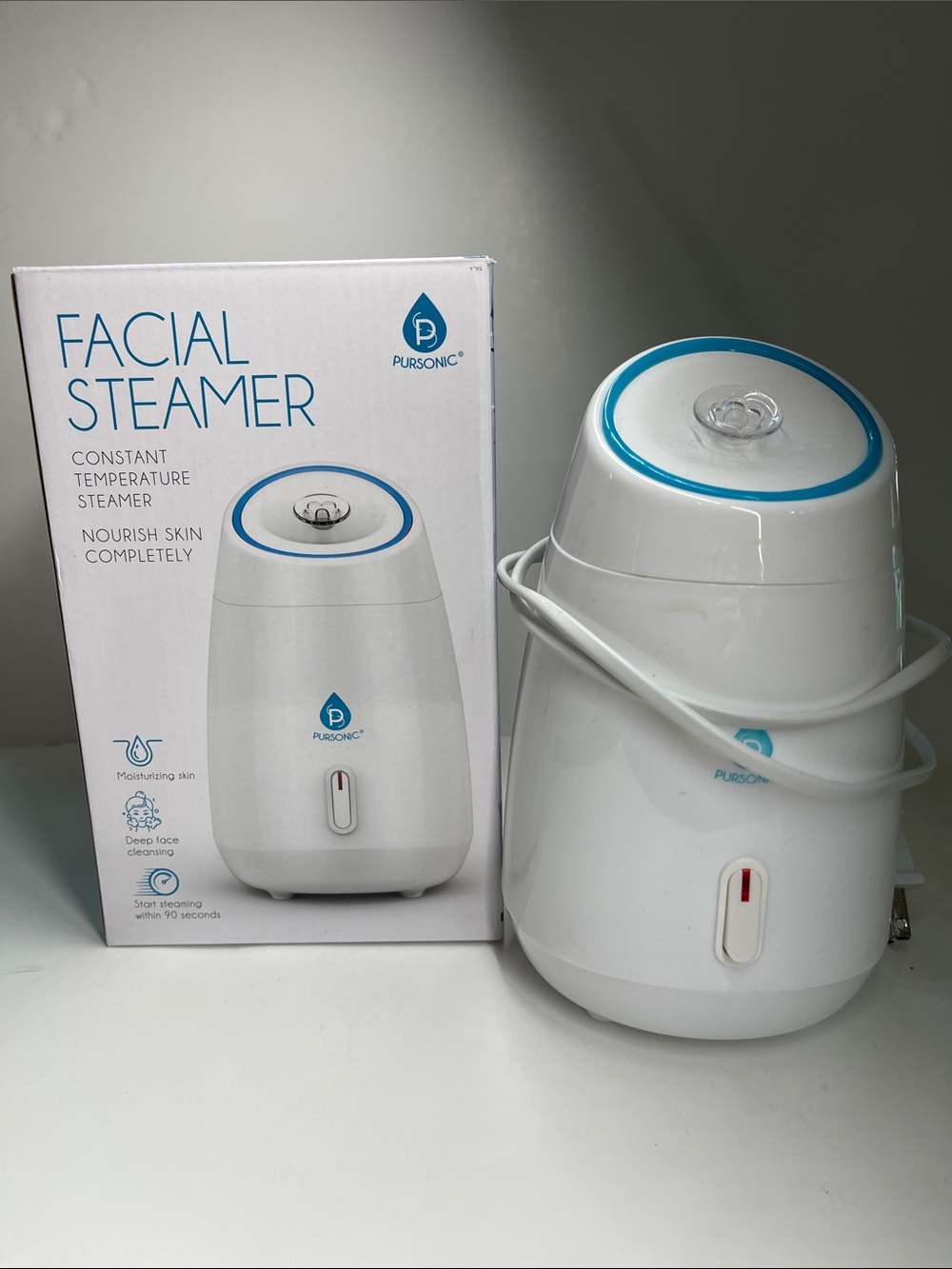 Pursonic White & Blue Facial Steamer for Women